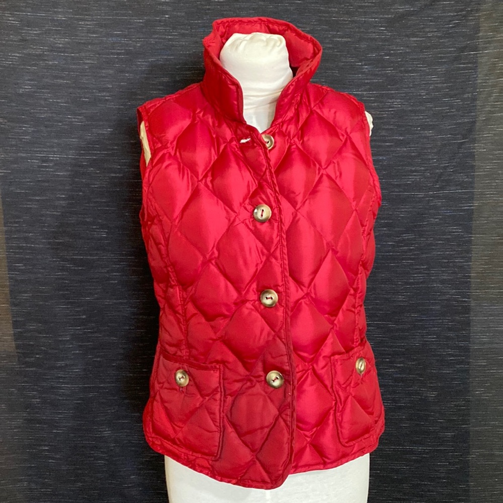 Talbots Button Down Quilted Vest Red Euc,Patch Po… - image 1